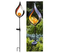 1 x Aura Flame Globe Stake Light - Solar Powered Zen Style Outdoor Garden Metal LED Globe Light for Pathway, Driveway, Borders, Lawn, Patio, Yard - Measures H91 x W16.8 x D7.2cm