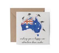 1 x Australia Greeting Card - Australian Adventure Down Under Travelling Birthday Map Travel Gap Year Holiday Oz Student Celebration #81601