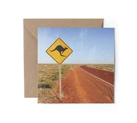 1 x Australia Greeting Card - Australian Flag Travel Travelling Holiday Landmarks Oz Gap Year Student Outback Kangaroo Celebration #81587