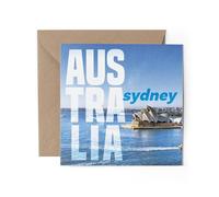 1 x Australia Greeting Card - Australian Sydney Travelling Birthday Map Flag Travel Gap Year Holiday Landmarks Oz Student Celebration #81599