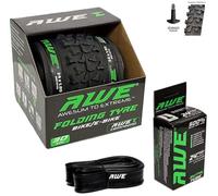 1 x AWE AWERide Folding Tyre 24" x 1.95" MTB and 1 x AWE Inner Tube 24" x 1.75-2.125 Schrader Valve, Tyre/Tube set for MTB