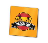 1 x Barcelona Square Magnet - Spain Spanish Flag Skyline Landmarks City Fridge Magnetic Travel Holiday Family Friend Women Men #83274