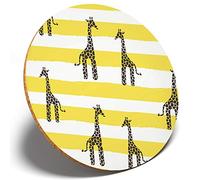 1 x Beautiful Giraffe Pattern - Round Coaster Kitchen Student Kids #14482