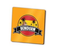 1 x Benidorm Square Magnet - Spain Spanish Flag Skyline Landmarks City Fridge Magnetic Travel Holiday Family Friend Women Men #83283