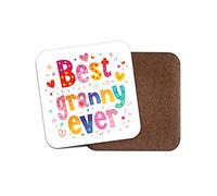 1 x Best Granny Ever Coaster - Love Hearts Grandma Nan Grandchild Lovely #19192