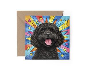 1 x Black Cockapoo Pop Art Greeting Card - Puppy Dog Comic Book Birthday Thank You Best Friend Anniversary #71510