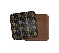 1 x Black & Gold Art Deco Coaster - Geometric Wallpaper Retro Vintage #12545