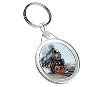 1 x Black Steam Train Railway - Keyring IR02 Mum Dad Kids Birthday #2256