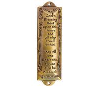 1 X Bless This House Brass Mezuzah with Hebrew Parchment in Gift Box & Placement Guide by Unbranded