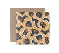 1 x Blue Tan Dachshund Greeting Card - Sausage Dog Puppy Pets Dogs Lover Fan Animals Pattern Birthday Thank You Friend Mum Dad #82855