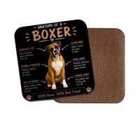 1 x Boxer Anatomy Coaster - Dog Puppy Cute Positive Traits Gift Funny Joke #73024