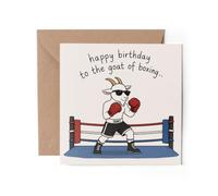 1 x Boxing GOAT Greeting Card - Happy Birthday Funny Cute Cartoon #72764