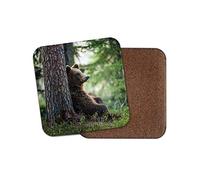 1 x Brown Bear Coaster - Wild Forest Animal Nature Grizzly America #14813