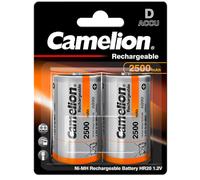 2 CAMELION D NiMH RECHARGEABLE BATTERIES HR20 ACCU 1.2V NI-MH 2500mAh 2BL NEW
