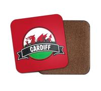 1 x Cardiff Square Coaster - Wales Welsh Dragon UK GB City Flag Travel Holiday Geography Location Kitchen Family Drinks #83155