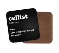 1 x Cellist Square Coaster - Cello Player Musician Dictionary Regular But Cooler Definition Funny Job Hobby Drink #83732