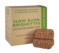 1 x Certainly Wood Premium Slow Burn Briquettes - 6 to 8 hours Perfect for Log Burners & Wood Stoves. 20 Briquettes Per Box .Eco Friendly - Made in Wales (1 x 20Kg Box)