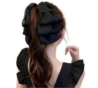 1 x Chiffon Bow Hair Clips, Hair Bows with Long, Cute Bow, Large Claws, Hair Accessories, Hair Styling Accessories, Decorative Hair Clips for Girls, Girls, Women and Women, Black