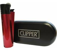 1 x Clipper Steel Metal Night Lighter. Red - Black.