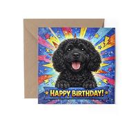 1 x Cockapoo Greeting Card - Black Dog Puppy Happy Birthday Animal Pet Pop Art Comic Gift #84087