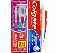 1 x Colgate Maximum Cavity Protection Toothpaste 100ml + Colgate Zigzag Medium Toothbrush - 3 Pack of Assorted Colours - Antibacterial Bristles, Effective Plaque Removal, Daily Oral Care Bundle