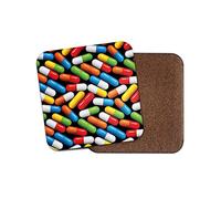 1 x Colourful Pills Cork Backed Drinks Coaster - Nurse Doctor Medical #8258