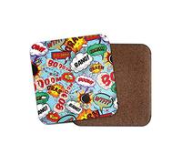 1 x Comic Book Slogans Coaster - Bang Boom Pow Gamer Kids G un #13100