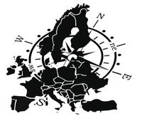 1 x compass sticker on transparent film, decal (RPT 53/13/4) (9 x 8 cm, black)