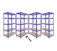 Monster Racking T-Rax Corner Shelving Unit & 4x 90cm Garage Storage Bays, Blue