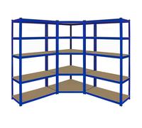 MonsterShop T-Rax Corner Racking Unit & Pack Of 2 Garage Shelving Unit Extra Wide - 5 Tier Heavy Duty Rack For Storage Utility Shelves