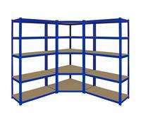 MonsterShop T-Rax Corner Racking Unit & Pack Of 2 Garage Shelving Unit Extra Wide - 5 Tier Heavy Duty Rack For Storage Utility Shelves