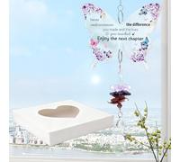 1 X Crystal Suncatcher, Butterfly Shaped Retirement Gifts For Women With Heartfelt Message, Amethyst Tone Pendant With Rainbow Reflections, Leaving Gift For Her Colleague Teacher Boss Mum Friend