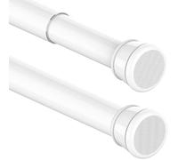 1 x Curtain Rail, No Drilling, Shower Rail, Extendable Clothes Rail for Windows, Wardrobe, Bathroom, 62-85 cm, White (Diameter 25 mm)