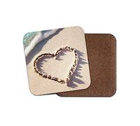 1 x Cute Love Heart Coaster - Girlfriend Wedding Beach Sand Valentines #8717