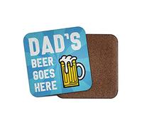 1 x Dad's Beer Goes Here Coaster - Dad Man Cave Home Bar Pub Alcohol Premium Father's Day Friend Gift #75696