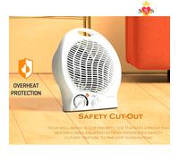 1 x Daewoo Fan Heater White 2000W Variable Thermostat Carry Handle Instant Heat