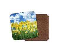1 x Daffodil Field Coaster - Spring Yellow Sun Nature Flower Meadow Girl #15283