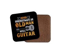1 x DestinationVinyl Funny Old Man Guitar Coaster - Father's Day Dad Christmas Birthday #19071