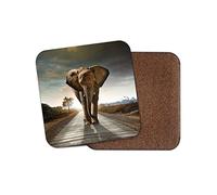 1 x DestinationVinyl Majestic Elephant Cork Backed Drinks Coaster - Wild Animal Mum Sister #8240