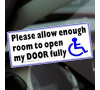 1 x DF1 Sticker Please Allow Enough Room to Open My Door Fully Access Disabled Window Sign Disability Wheelchair Mobility Notice Scooter Label