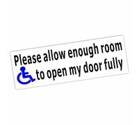 1 x DF10E Sticker Please Allow Enough Room to Open My Door Fully Disabled Wheelchair Access Car Van Window Sign Disability Motability Notice Label Decal 150x50mm (Externally to Smooth Surfaces)