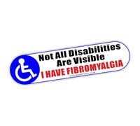 1 x DF12E Sticker Not All Disabilities are Visible I Have Fibromyalgia Wheelchair Logo Sign Disabled Car Window Blue Badge Holder Illness Disability Decal 200x50mm (Externally to Smooth Surfaces)