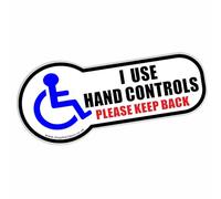 1 x DF13E Sign I Use Hand Controls Please Keep Back Car Sticker Disabled Disability Awareness Label 200x87mm External Decal