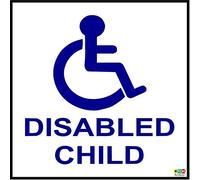 1 x Disabled Child Car Sticker-Disability Wheelchair Logo-External Mobility Sign 110mm x 110mm