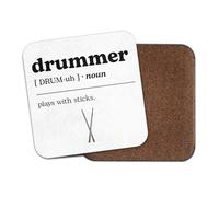 1 x Drummer Square Coaster - Plays with Sticks Drums Musician Definition Funny Joke Job Hobby #82754
