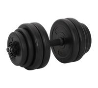 vidaXL Dumbbell Bar Plastic Covered Weights Set Gym Exercise Fitness Plate