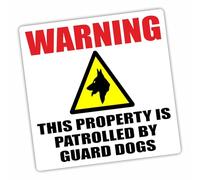 1 x DW10E Warning This Property is Patrolled by Guard Dogs Sticker External Self Adhesive Security Sign Safety Decal Notice Label 87mm