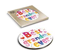 1 x Eco Boxed Cork Coasters - Best Grandma Ever Flowery Flowers Drink Cup Mug Glass Table Mat #44272