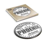 1 x Eco Boxed Cork Coasters - BW - Welcome To Phoenix Arizona USA Drink Cup Mug Glass Table Mat #40141