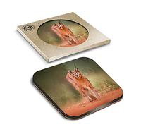 1 x Eco Boxed Cork Coasters - Caracal African Lynx Cat Drink Cup Mug Glass Table Mat #3170